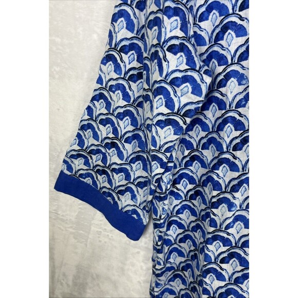 Sigrid Olsen Women's Blouse 100% Linen Blue White Size Medium NWT - Picture 3 of 7